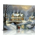 thumbnail image 1 of COMIO  Winter Frolic Canvas Wall Art Print, Winter Wonderland Painting, Christmas Home Décor, Vintage Snow Scene Holiday Artwork,, 1 of 4