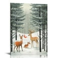 thumbnail image 1 of COMIO  Winter Season Forest Animals Fox Deer, Design Canvas Wall Art, 1 of 4
