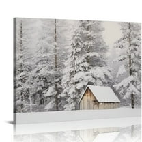 COMIO Winter Snowy Forest Prints Snow Covered Pine Trees Prints Posters Wall Art Canvas Painting for Artwork Bedroom Home Christmas Decor with Inner Frame