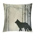 thumbnail image 1 of COMIO  Winter Throw Pillow Cushion Cover, Wolf Silhouette Howls in Woods Leafless Trees Snowflakes Wilderness, Decorative Square Accent Pillow Case, Green Eggshell, 1 of 5