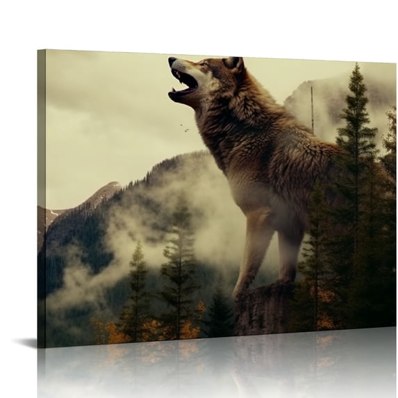 COMIO Wolf Canvas Printed Wall Art Wildlife Painting Pictures Living Room, Bedroom, Bathroom Hanging Painting Decoration