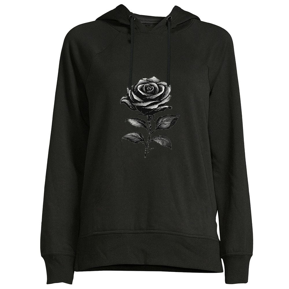 Black sweatshirt with roses best sale on sleeves