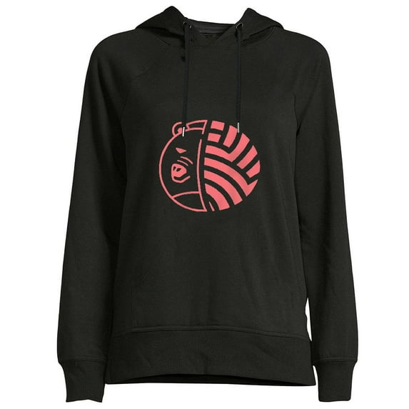 COMIO Women's Bear Holding Volleyball Essentials Hoodie Powerful Volleyball PINK Black