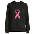 thumbnail image 1 of COMIO Women's Courage Ribbon Shirt Essentials Hoodie Pink Ribbon Black, 1 of 4