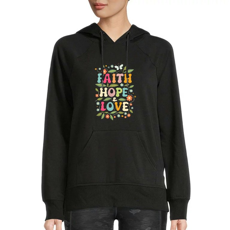Graphic Hoodie Faith Love Hope Sweatshirt COMIO Women's Faith And