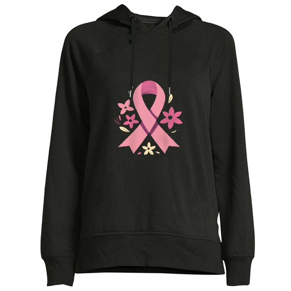 COMIO Women's Resilient Ribbon Shirt Pink Ribbon Long Sleeve Hoodie Dress Black
