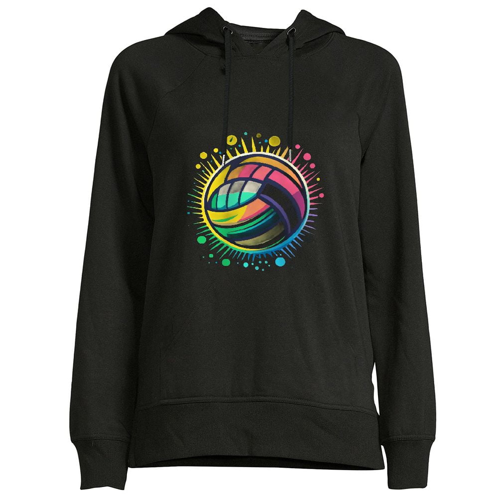 COMIO Womens Hoodie Volleyball in Flight Long Sleeve Sweatshirt Black