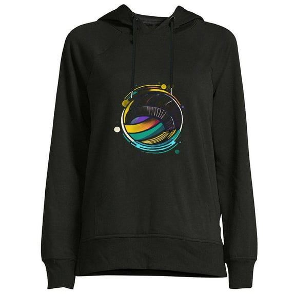 COMIO Womens Hoodie Volleyball in Flight Simple Graffiti Black