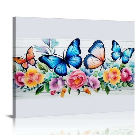 COMIO Y063 Bible Verses Canvas Wall Art,Christian Motivational Quote Butterfly Canvas Framed Wall Art Ready to Hang For Christian Home Bedroom Office Living Room Wall Décor