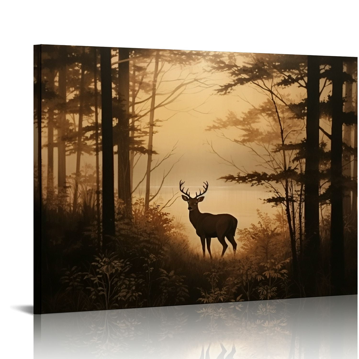 COMIO Yellow Animal Deer Pictures Ready to Hang Wall Art Wildlife ...
