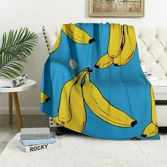 COMIO Yellow Banana Fruit Flannel Lightweight Blankets Plush Bedding Throw Blanket for Couch and Bed for Adult