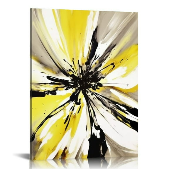 COMIO Yellow Flower Wall Art Decor Modern Abstract Canvas Painting Prints Pictures Artwork Home Decor For Kitchen Living Room Dining Room