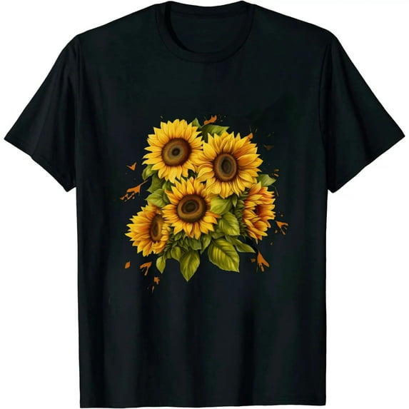 COMIO Yellow Sunflower Floral Watercolor Positivity T-Shirt