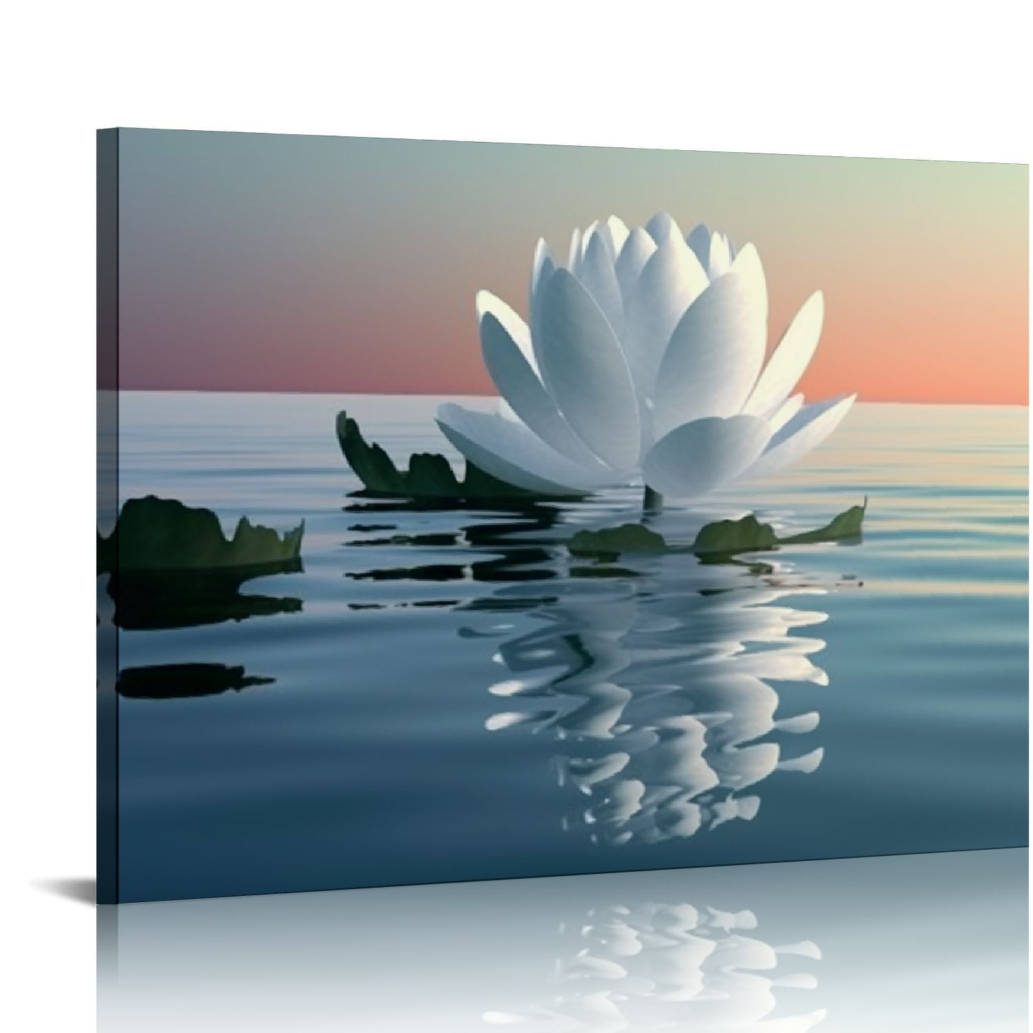 COMIO Zen Canvas Print Wall Art White Lotus Flower Wall Decor Spa ...
