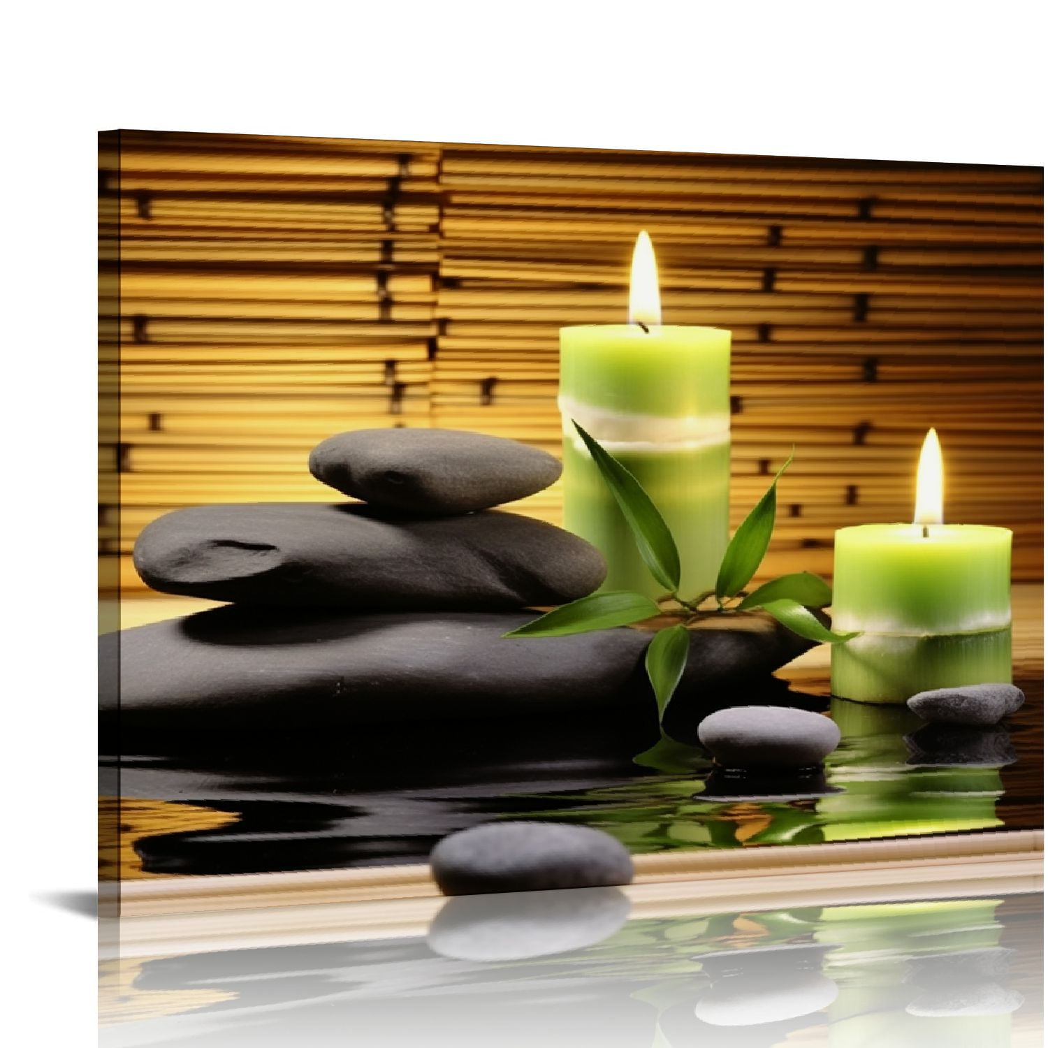 COMIO Zen Canvas Wall Art Paintings Decor Black Stone White Candle
