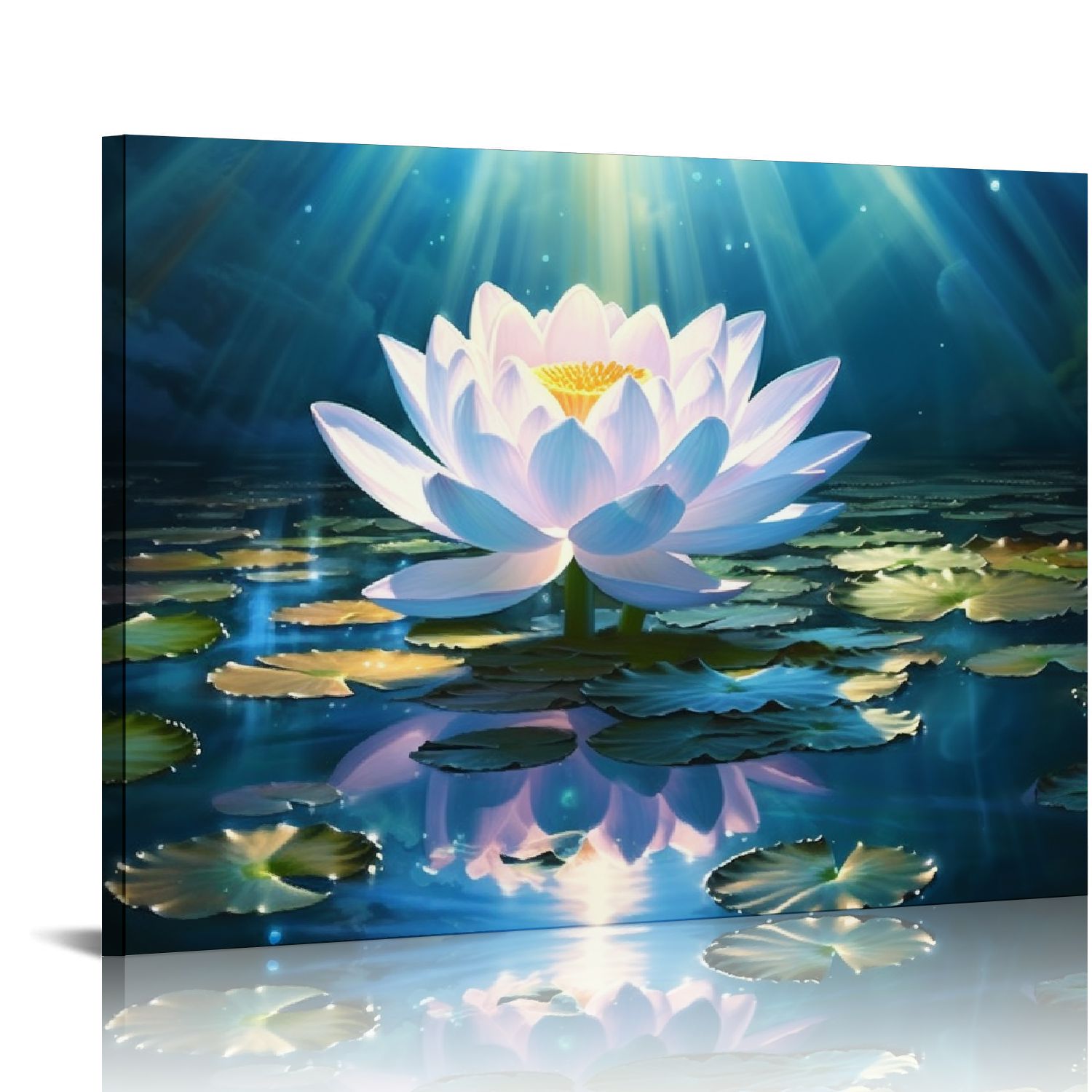COMIO Zen Wall Art White Water Lily Canvas Wall Art Lotus Flower Bloom ...