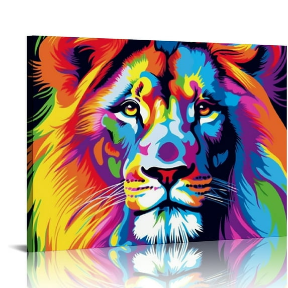 COMIO  abstract Colorful painting Lion Picture Canvas print Wall art Modern decor design Animal Paintings Artwork for office dorm Home Living Room Decor