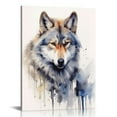 thumbnail image 1 of COMIO animal wall decor,cute bedroom decor,Wolf head watercolor print wild animal wall art wall wild life birthday nature lover wild life,Modern Canvas Wall Art, 1 of 4