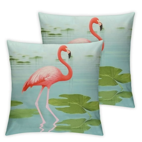 YANMS for Home Decor 2-Piece Short Plush Pillowcase (Universal 1) Flamingo Pink Birds White
