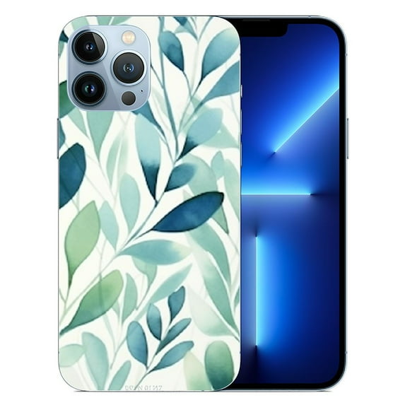 COMIO iPhone 14 Plus Boho Beige Eucalyptus Leaves Botanical Watercolor Floral Case