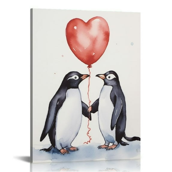 COMIO penguin decor Canvas Wall Art,penguin gift,penguin poster Canvas art,penguin decorations,Newlywed Couples Gifts, Valentine Wedding Gifts