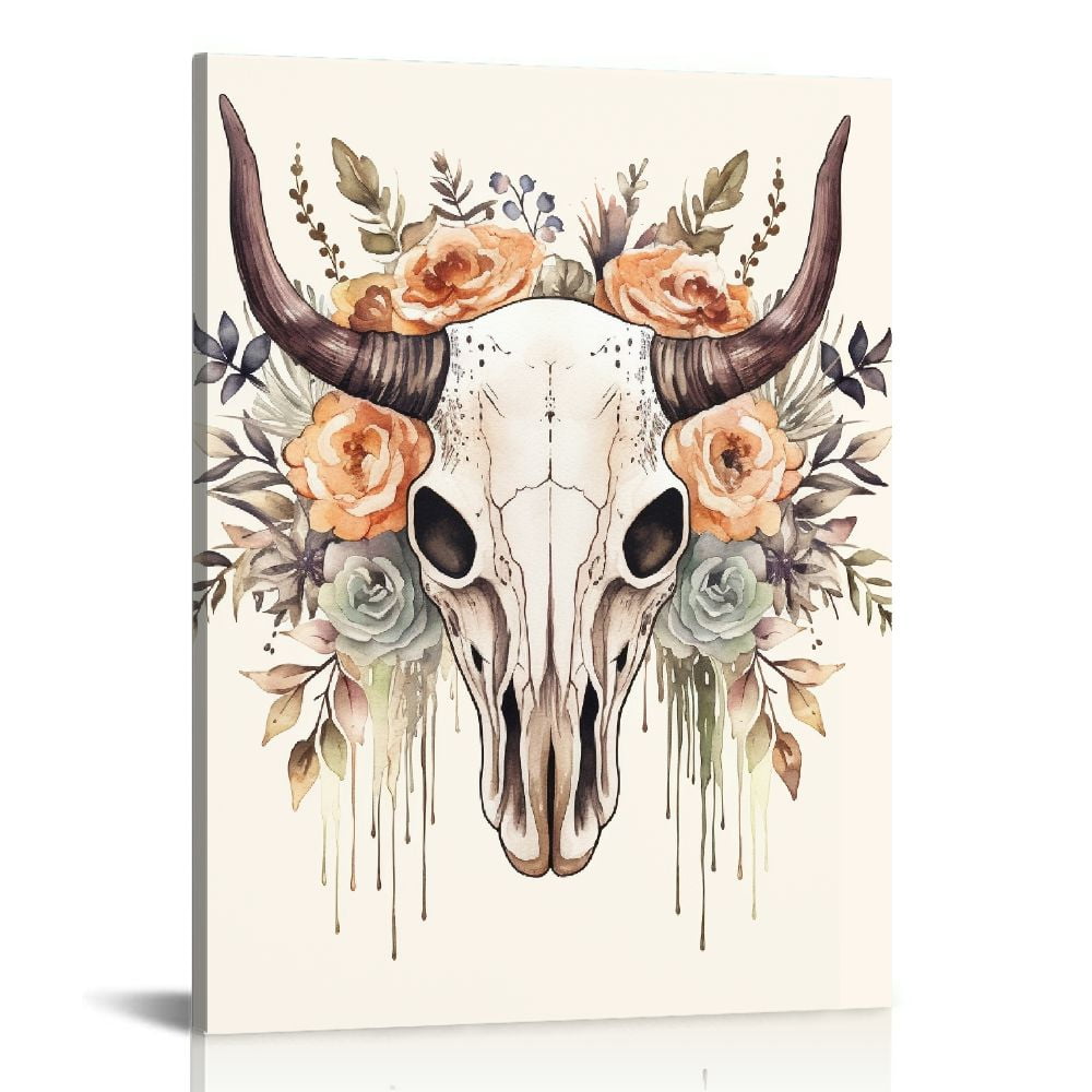 COMIO sechars Deer Antler Wall Decor Vintage Elk Skull with Flower Painting  Picture Canvas Art Western Farmhouse Decorations Ready to Hang (Black,  Small) - Walmart.com, image size:1000x1000