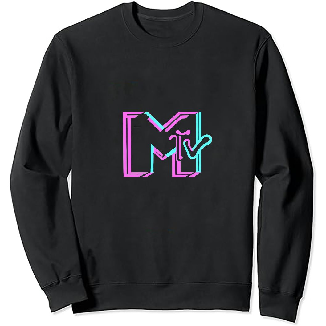 QZHH x MTV Retro MTV Logo 80 s Chrome Effect Neon Colors Vintage MTV Sweatshirt Walmart