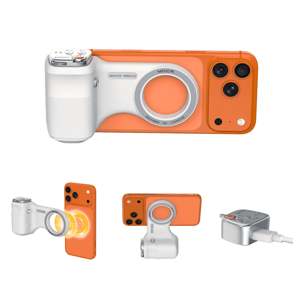 COMITOK MOCA ARCO Magneti Grip for iPhone 17 Ergonomic Thumb Rest Area Grip Detachable Remote 1-Click Shutter Lens Flip Perfectly Captures all Record