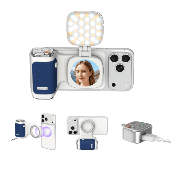 COMITOK MOCA+Fill Light Magnetic Phone Camera Grip for iPhone 17 Detachable Wireless Remote Ergonomic Stabilizer iOS17/18 Vlog TikTok YouTube Creator