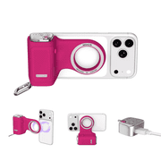 COMITOK MOCA Ergonomic Selfie Stick Detachable Remote Control Magnetic Selfie Stick for iPhone 17 Perfect for Vlogging -1/4 Screw Mount Fuchsia