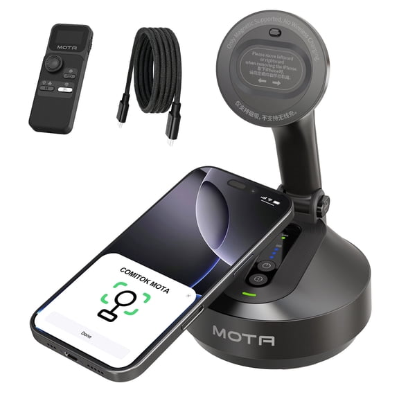 COMITOK MOTA Magnetic 2-Axis Auto Face Tracking Gimbal for iPhone 360° Rotation Desktop Stabilizer with Remote Black