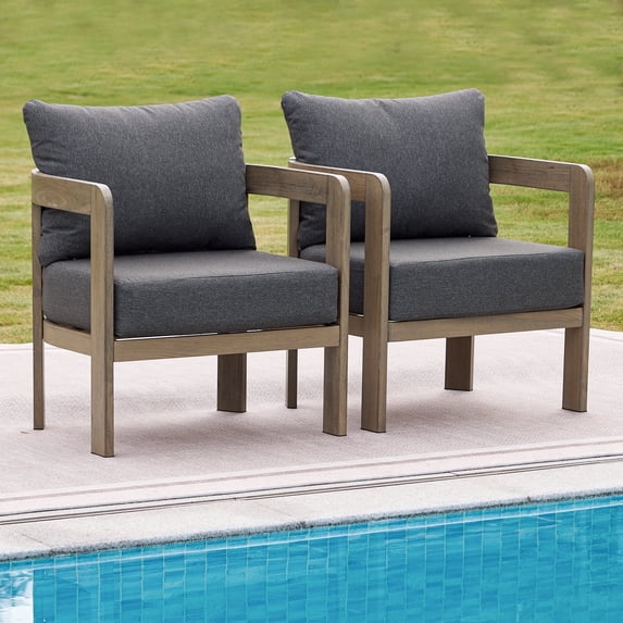 COMLAX FIELD Outdoor Furniture Set, 2-Piece Metal Modern Patio Armchairs with Thick Cushions, Outdoor Conversation Set Balcony Chairs