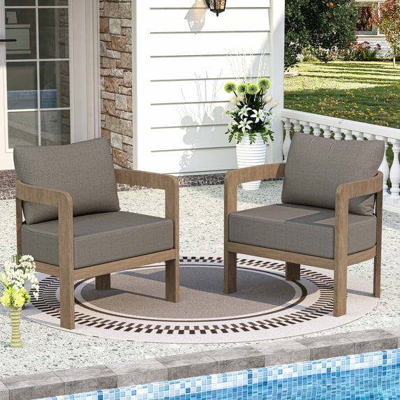 COMLAX FIELD Outdoor Furniture Set, 2-Piece Metal Modern Patio Armchairs with Thick Cushions, Outdoor Conversation Set Balcony Chairs