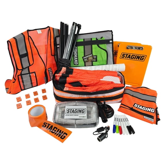 COMMAND GOBAG™ Staging Gobag Complete Kit, Orange, Incident Resource Management Kit, Including Staging Flag Banner, Strobe & Accessories