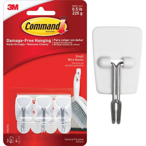 Command Wire Hooks - Damage Free, Holds 0.5 Lb - 18 Pieces, Small, White — Indoor & Outdoor Use, NEC-Compliant
