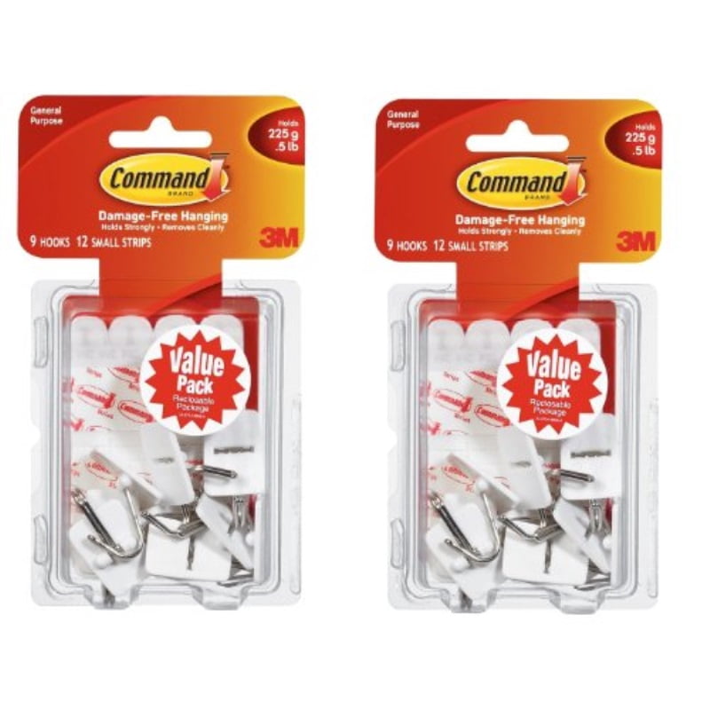 COMMAND Wire Hooks, 18 Pieces, Indoor White, Holds .5 Lbs.,18 Small Hooks