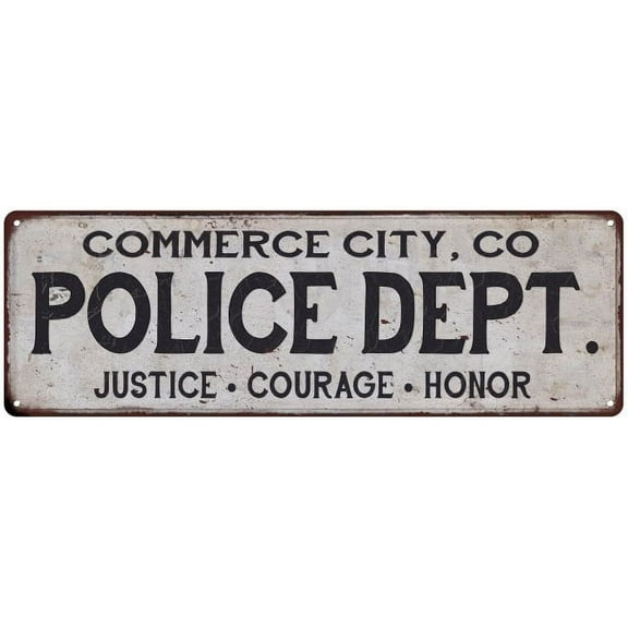 COMMERCE CITY, CO POLICE DEPT. Home Decor Metal Sign Gift 6x18 206180012693