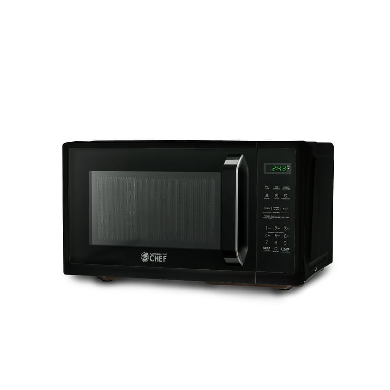 Commercial Chef Countertop Microwave, 1.1 cu. ft., Black With Stainless  Steel Trim 