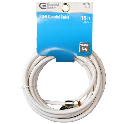 COMMERCIAL ELECTRIC 15' RG-6 COAXIAL CABLE