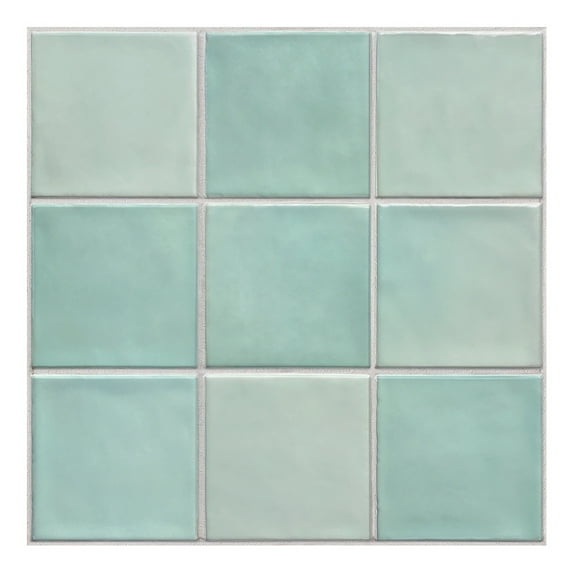 COMMOMY 10 Pcs 3D Green Square Peel and Stick Tile for Wall Decorative,3D PVC Wall Panels, Matte, 12”X12”