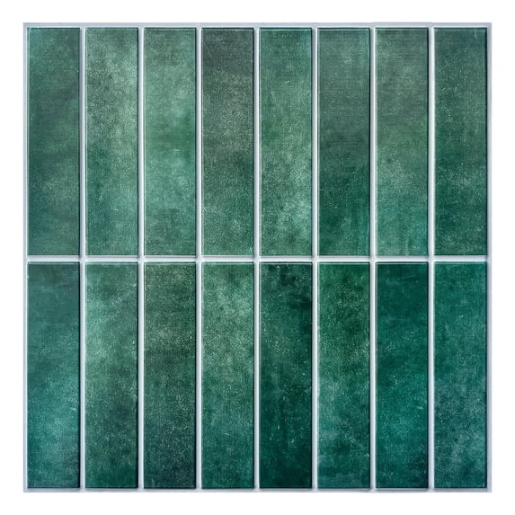 COMMOMY 10Pcs 3D Peel and Stick Wall Tile, Matte Green Peel Stick Tile Backsplash Kitchen Bathroom, Heat Water Resistant,Removable