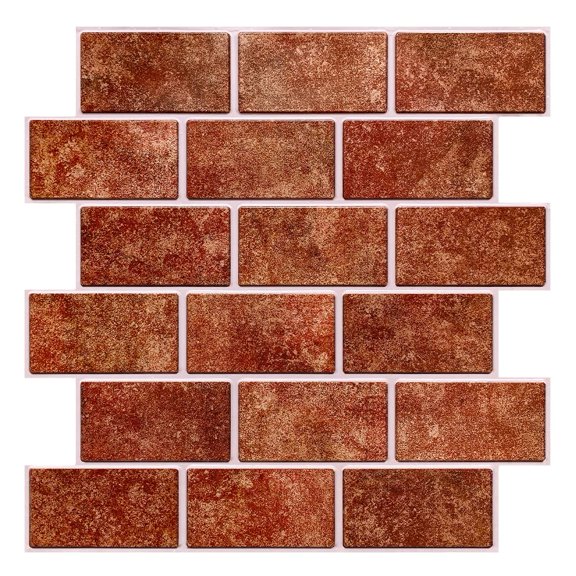COMMOMY 3D Faux Brick Peel and Stick Wall Tile Backsplash for kitchen living room,11.8”X11.8”, 10 Pcs