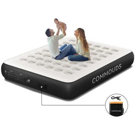 COMMOUDS 13" Self-Inflating Air Mattress with Built-in Rechargeable Pump, Queen