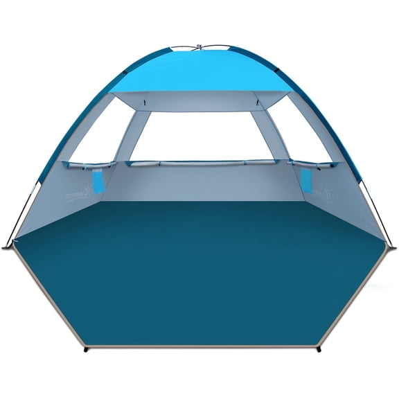 COMMOUDS Beach Tent, Sun Shelter for 4-5 Person, UPF 50+ Beach Sunshade Canopy, Portable, Easy Set-Up (Sky Blue)