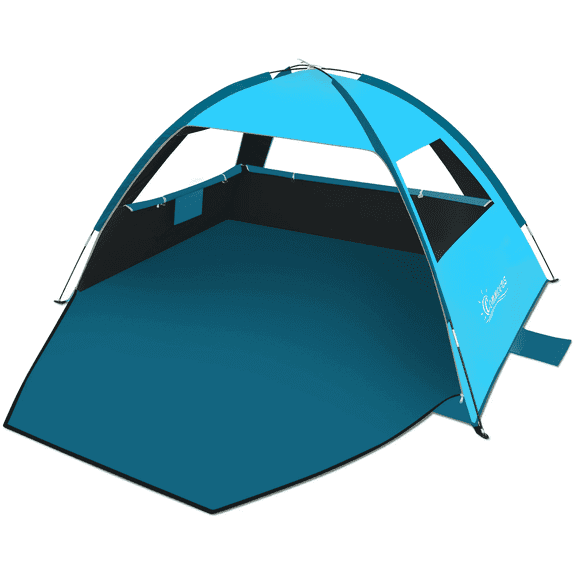 COMMOUDS UPF 99+ Beach Tent Sun Shelter, Portable Sun Shade for 3/4/6/8 People, Easy Setup Dark Shelter with Carry Bag