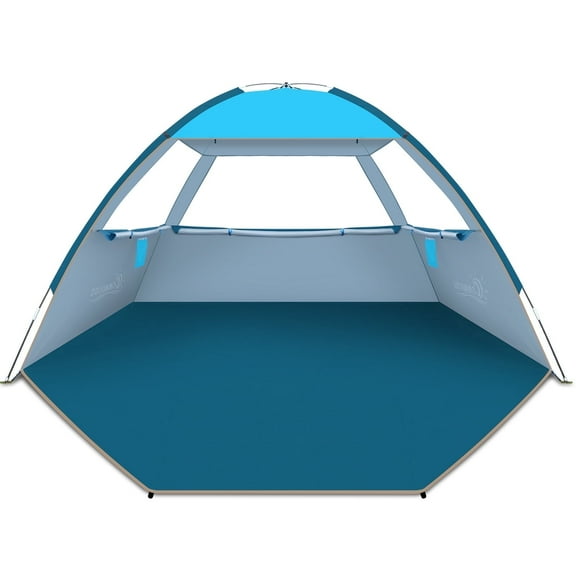 COMMOUDS Beach Tent, UPF 50+Sun Shelter for 6-7 Person, Beach Umbrella Sunshade Canopy, Portable, Easy Set-Up (Sky Blue)