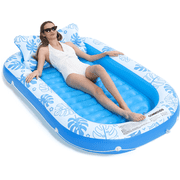 COMMOUDS Inflatable Tanning Pool Lounger, 71" x 47" Family Pool Float for Adults & Kids, Summer Water Toys & Pool Inflatables, Sky Blue, L