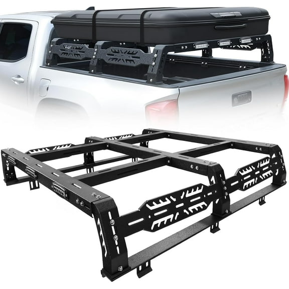 COMNOVA AUTOPART Overland Bed Rack for Full Size Truck 10.5" Bed Rack with 3 LED Lights Compatible with Ford/Dodge Ram/Toyota Tundra/Nissan Titan/Silverado Without Tonneau Bed Cover.