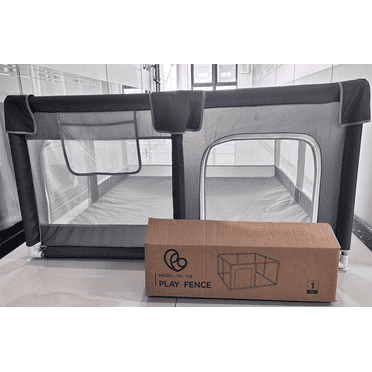 COMOMY Playpens for Babies and Toddlers, 79"x79" Baby Playard Extra Large, Safe and Non-Slip Baby Fence, Full Mesh Design, Indoor & Outdoor Kids Activity Center (Dark Grey)