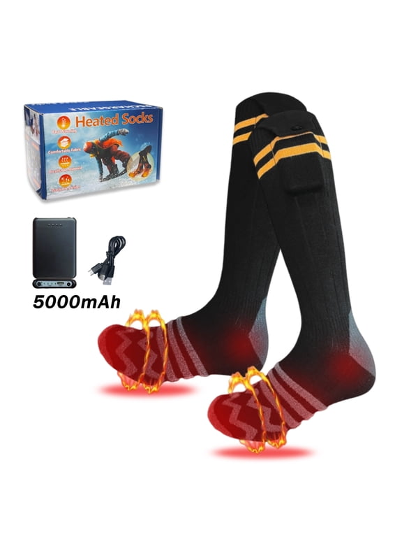 Heated Socks, Electric Heated Socks for Men Women, Rechargeable Battery Heat Up to 8 Hours, Winter Washable Thermal Socks Foot Warmer for Outdoor Camping Skiing Fishing Hunting